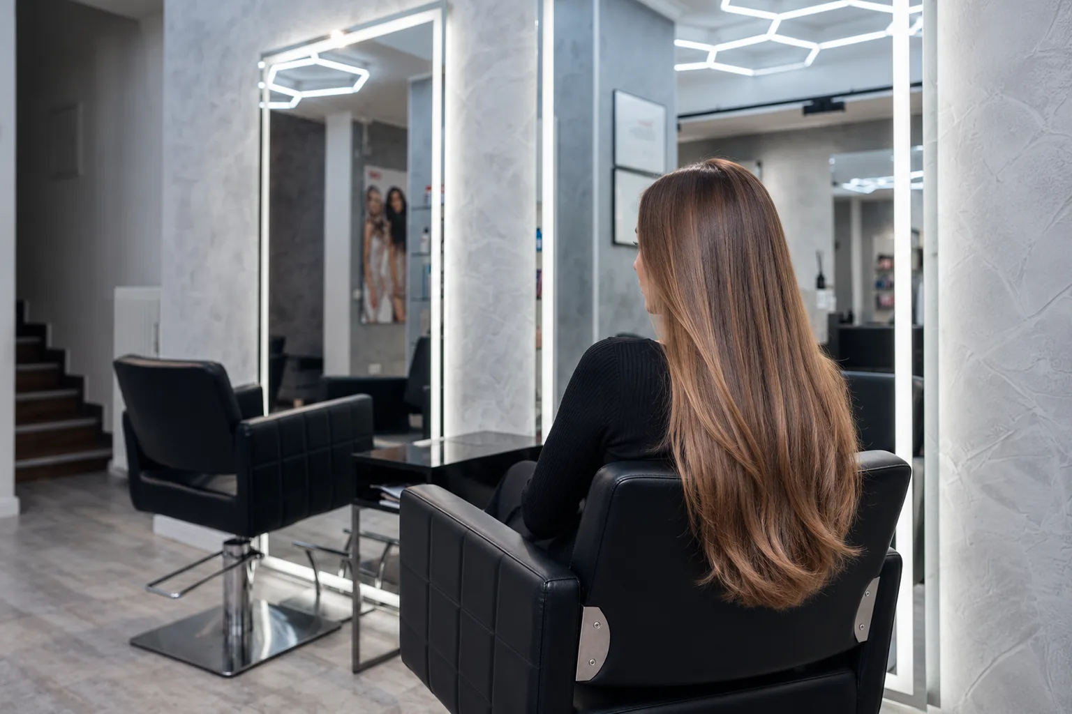 Natürlich geglättetes, geschmeidiges Haar nach einer Keratin-Behandlung im Headmasters Salon